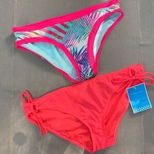 2 bikini bottoms new with and without tags hygienic liners size Large (11-13)